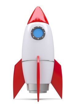 Rocket space ship, isolated on white. 3D rendering