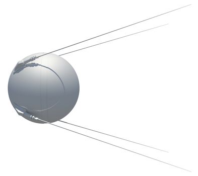 Earth satellite sputnik. 3D illustration. isolated on white background