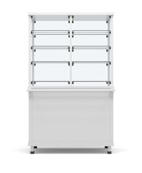 Showcase refrigeration. Front view, isolated on white background. 3D illustration