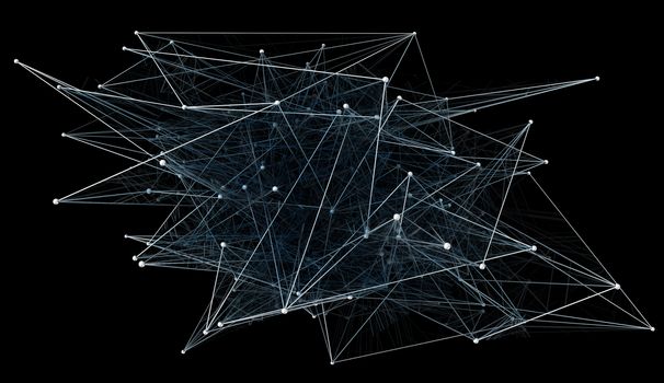 Abstract network connection on black background. 3D illustration