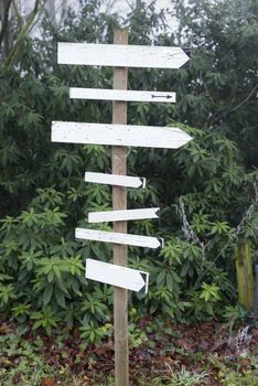 direction wooden shields for left right or other destinations