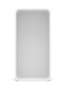 Blank empty rounded showcase display. Front view. Mock-up. Ready for your design. Isolated. 3D illustration