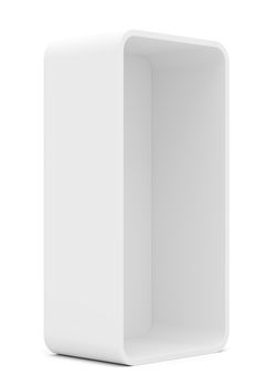 Blank empty rounded showcase display. Front view. Mock-up. Ready for your design. Isolated. 3D illustration