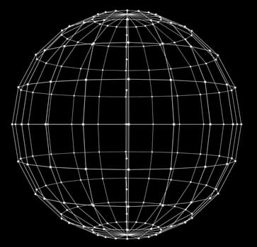 Sphere. Abstract network connection on black background. 3D illustration