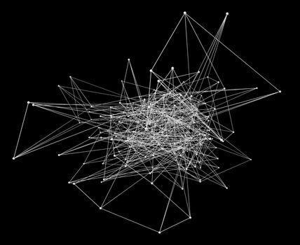 Abstract network connection on black background. 3D illustration