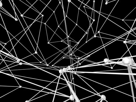 Abstract network connection on black background. 3D illustration