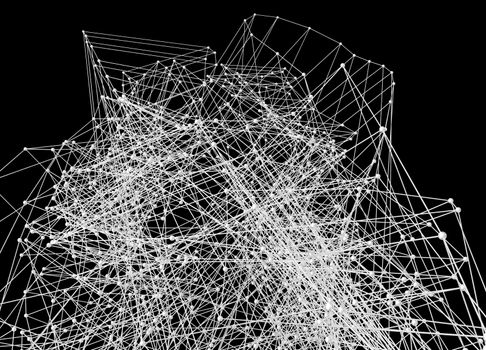 Abstract network connection on black background. 3D illustration