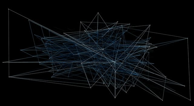 Abstract network connection on black background. 3D illustration