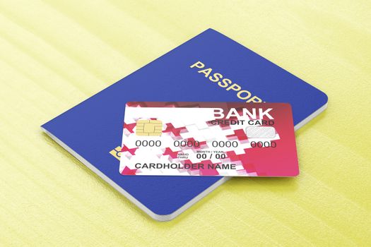 Passport and credit card on the table 