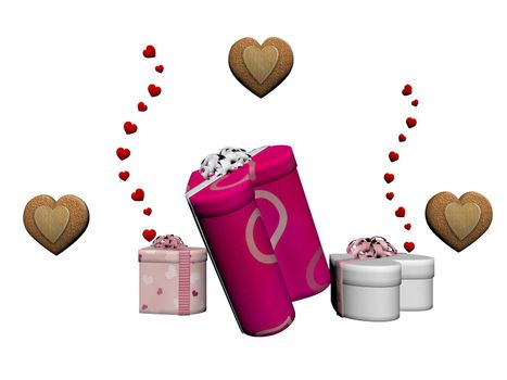 composition for Valentine's day and box in white background