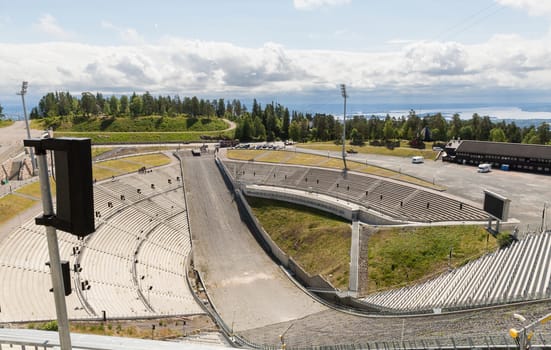 View of Oslo from the Holmenkollen Ski Jump in Norway