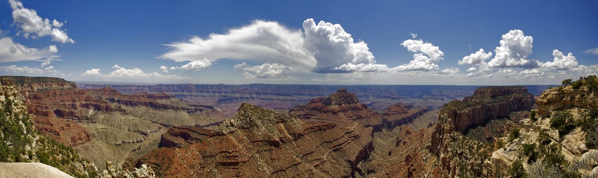 A panoramic image of the Cape Royal section of the Grand Canyon.