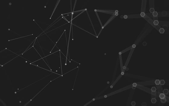 Abstract polygonal space low poly dark background with connecting dots and lines. Connection structure. 3d rendering