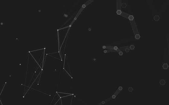 Abstract polygonal space low poly dark background with connecting dots and lines. Connection structure. 3d rendering