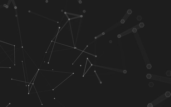 Abstract polygonal space low poly dark background with connecting dots and lines. Connection structure. 3d rendering