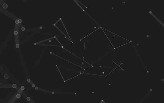 Abstract polygonal space low poly dark background with connecting dots and lines. Connection structure. 3d rendering