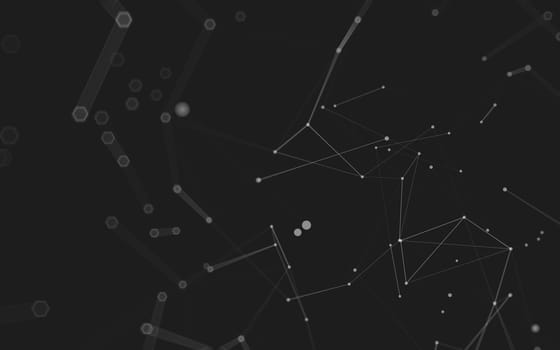 Abstract polygonal space low poly dark background with connecting dots and lines. Connection structure. 3d rendering