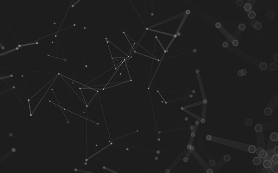 Abstract polygonal space low poly dark background with connecting dots and lines. Connection structure. 3d rendering