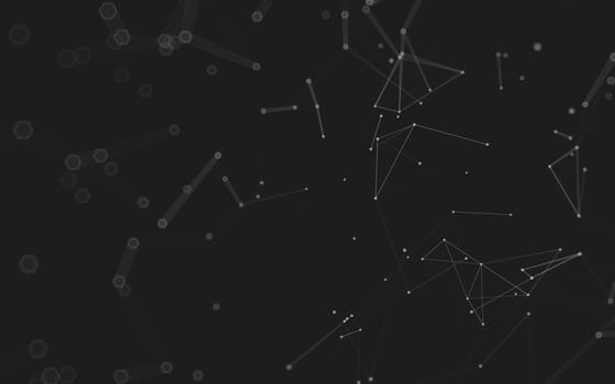 Abstract polygonal space low poly dark background with connecting dots and lines. Connection structure. 3d rendering