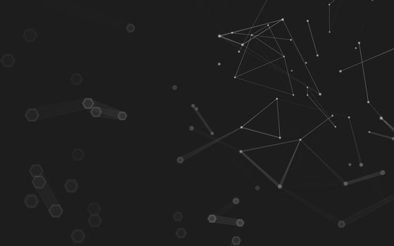 Abstract polygonal space low poly dark background with connecting dots and lines. Connection structure. 3d rendering