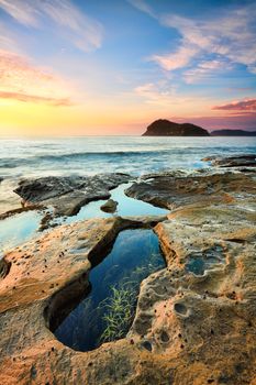 One of the many rockpools at Pearl Beach, Australia taken at sunrise.