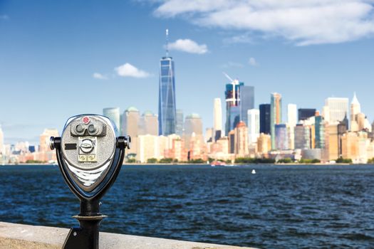 The New York City skyline at afternoon with the Binocular and the Freedom tower