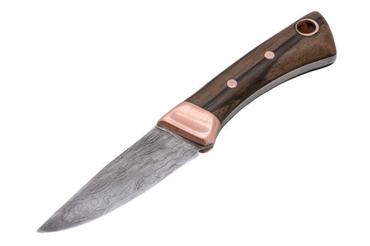 Hand-forged knife isolated on a white background
