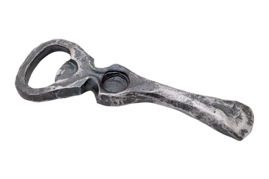 Hand-forged bottle opener isolated on a white background