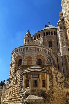 Benedictine abbey of the Dormition on Mount Zion by day, Jerusalem, Israel