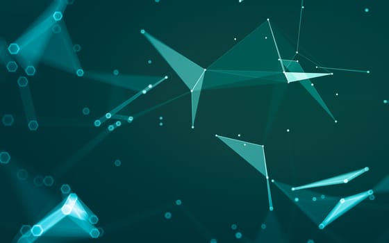 Abstract polygonal space low poly dark background with connecting dots and lines. Connection structure. 3d rendering