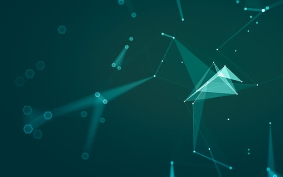 Abstract polygonal space low poly dark background with connecting dots and lines. Connection structure. 3d rendering