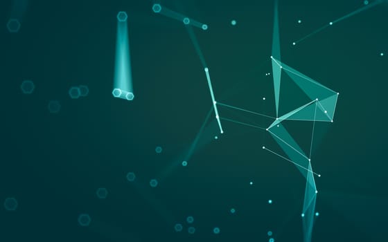 Abstract polygonal space low poly dark background with connecting dots and lines. Connection structure. 3d rendering