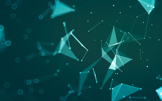 Abstract polygonal space low poly dark background with connecting dots and lines. Connection structure. 3d rendering