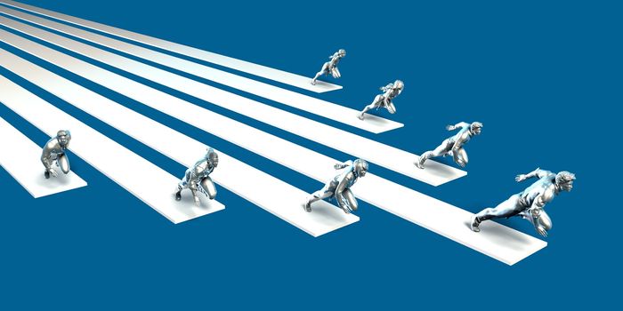 Businessmen Teamwork Running Together as a Concept in 3d