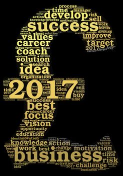 Business 2017 word cloud concept in shape pound sign