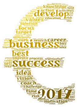 Business 2017 word cloud concept in shape euro sign