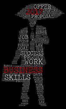 Business 2017 word cloud concept in shape business man