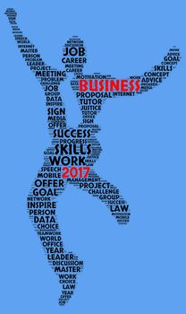 Business 2017 word cloud concept in shape business man