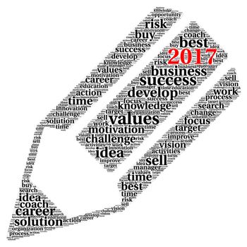 Business 2017 word cloud concept in pencil shape
