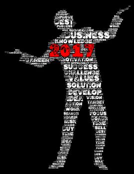 Business 2017 word cloud concept in shape business man