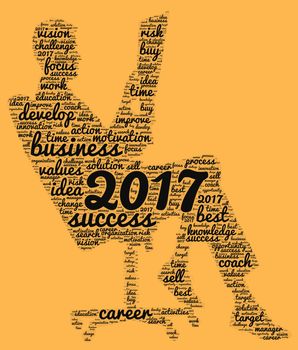 Business 2017 word cloud concept in shape business man