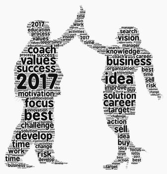 Business 2017 word cloud concept in shape business mans