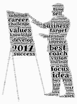 Business 2017 word cloud concept in shape business man