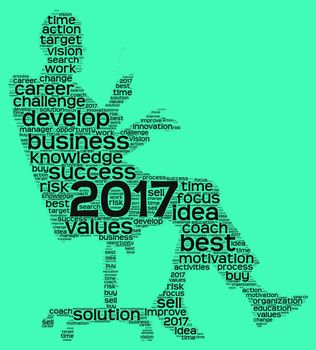 Business 2017 word cloud concept in shape business man