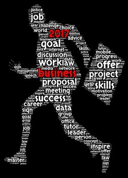 Business 2017 word cloud concept in shape business man