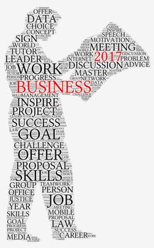Business 2017 word cloud concept in emoticon shape