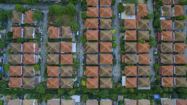 top view of home village roof in land management bangkok thailand