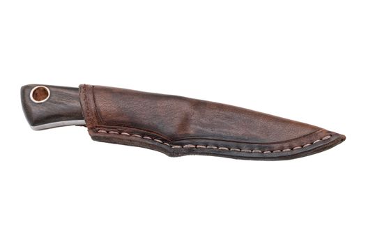 Hand-forged knife isolated on a white background