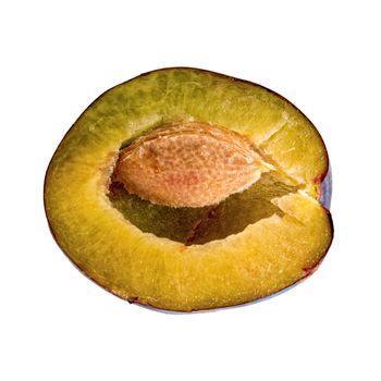 Cut plum isolated on a white background