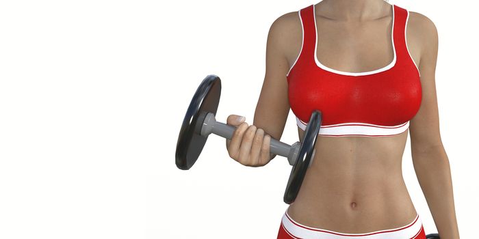 Woman Exercising with Dumbbells as Fitness Concept